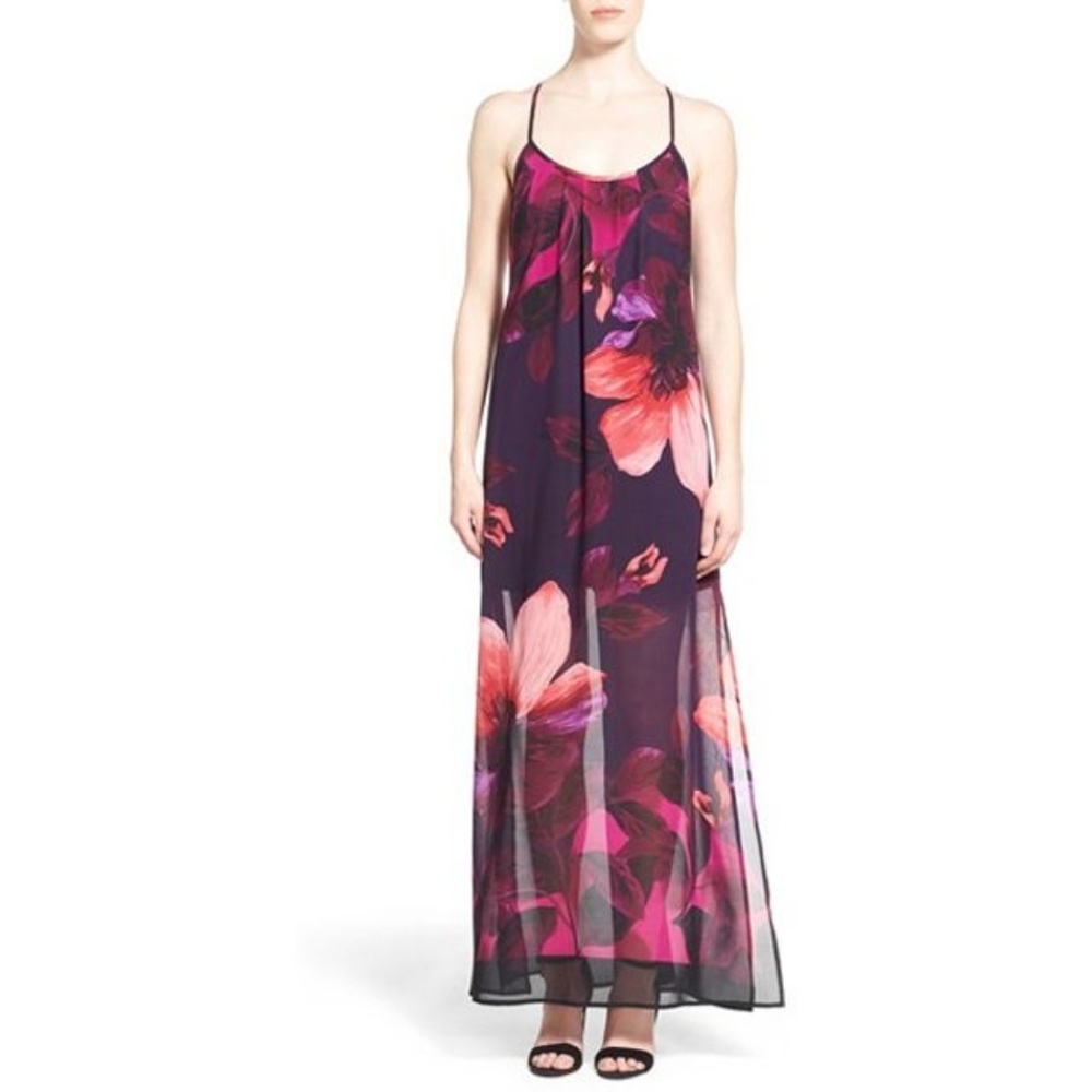 👗 Mimi Chica Floral Maxi Dress Purple Pink